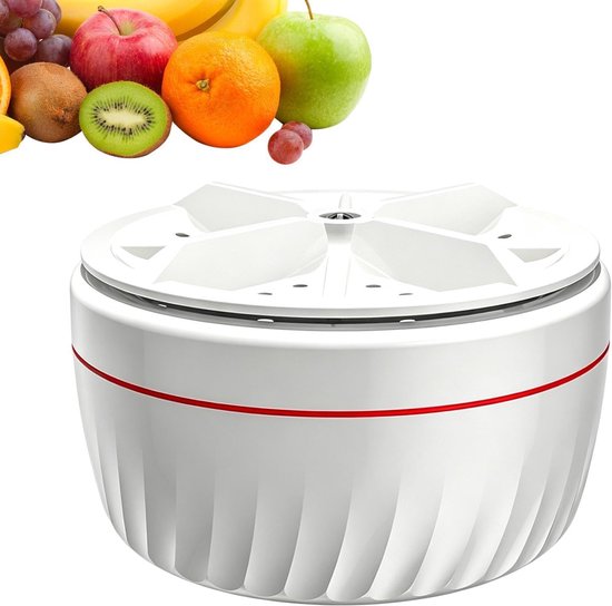 Draaibare Centrifuge - Fruit Reiniger - Keuken Werkblad - Eenvoudige Druk Activering - 13 x 13 x 7 cm - Wit