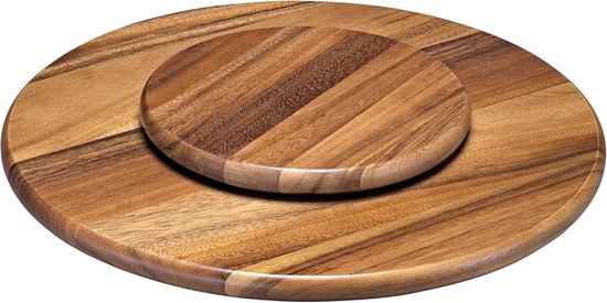 Draaiplateau acaciahout 40,5 cm voor fonduepan en ingrediënten