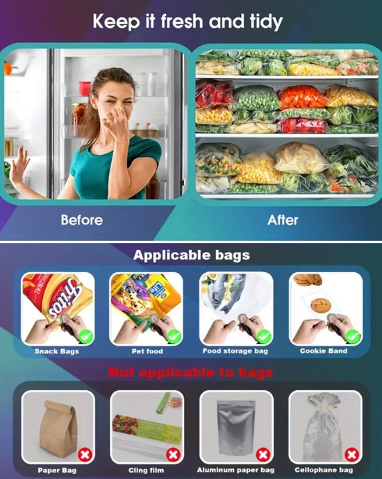 Drabare 2-in-1 Warmte Vacuümsealer & Snijmachine - Halfautomatische Voedselbewaarder voor Snacks, Koekjes, Chips, Plastic zak(jes) van Drabare