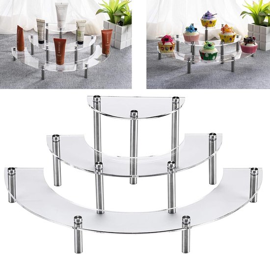 Drie-laags Cake Stand voor Taarten en Fruit, Perfect voor Bruiloften, Verjaardagen en Feesten, Acryl Cupcakehouder van Merkloos