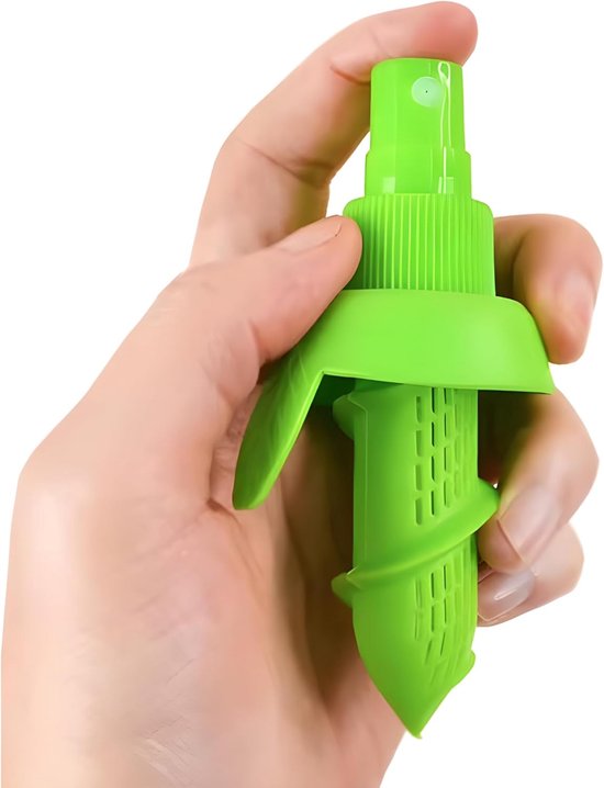 Driedelige citrusspuitset – 2 citroen- en limoensapspuiten met voet – Verse fruitsapmaker voor salades, vis, groenten en cocktails (groen) van Merkloos