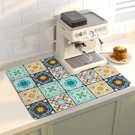 Druppelmat voor Koffiezetapparaat 50 x 40 cm, Sneldrogende Onderlegger met Antislip Rubber, Absorberende Droogmat voor Keuken en Tafelgebruik van Merkloos