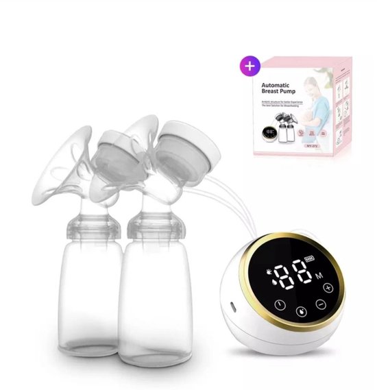 Dual dubbele borstkolf draadloze Elektrische Borstkolf - Oplaadbare Accu Inclusief 2x180 ml Babyfles van Dual