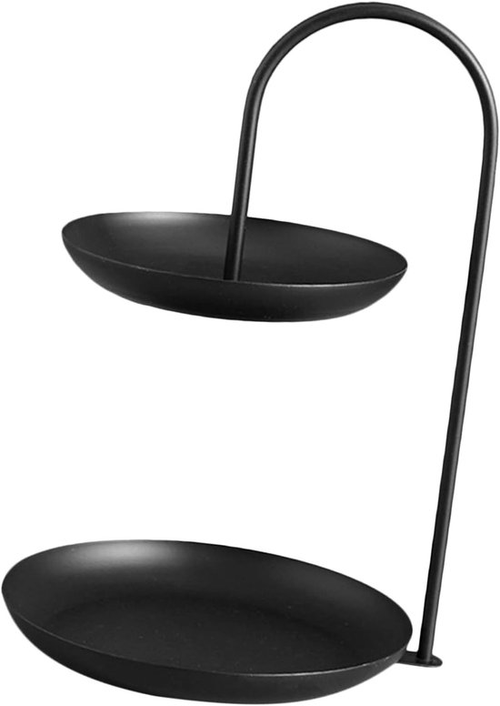 Dubbel Laags Fruitstandaard, Roestvrij, Stevig Ontwerp, 2 Niveaus, 600 Gram, Handig en Waterdicht Opslagplateau van Merkloos