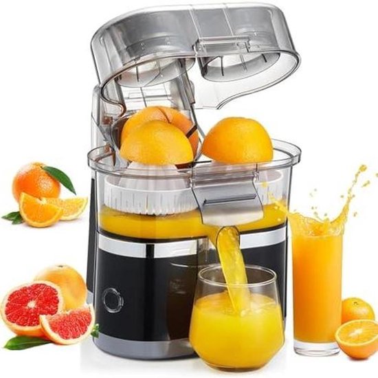 Dubbele Citruspers - Elektrische Sapcentrifuge - Vers Sap Maken - Dubbele Kop - 500 ml - Zilver