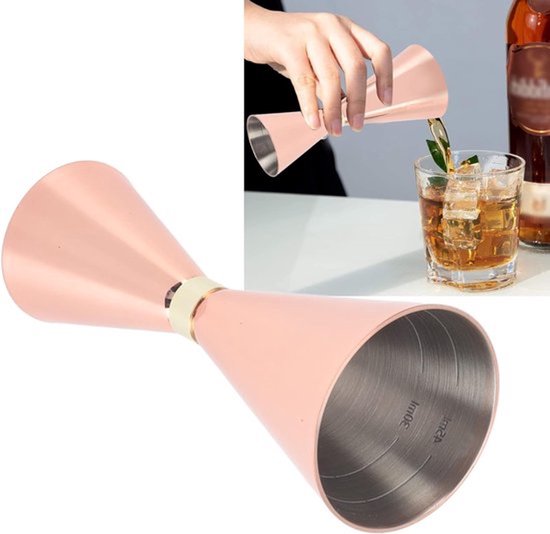 Dubbele Cocktail Jigger van 30mm tot 60mm met Comfortabele Grip voor Thuisgebruik - Koperlook, Perfect voor Mixen en Maten