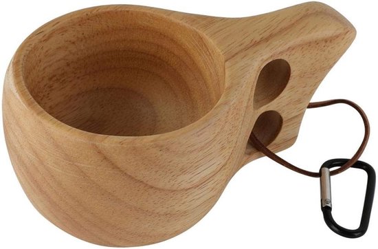 Dubbele Holle Houten Koffiekop - Handgemaakte Rubberhout KUKSA Mok voor Koffie en Water, Duurzaam en Uniek van Merkloos