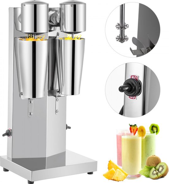 Dubbele Kop Milkshake, Melkshake-machine Roestvrij Staal 18000 T/min 800ml van Vevor