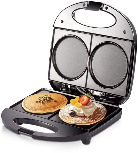 Dubbele Mini-Pannenkoekenmaker - Arepa-maker en Elektrische Pannenkoekenbakplaat - Veelzijdige Bakplaat voor Pannenkoeken Koekjes Eieren Arepas en Ontbijtsandwiches - Ideaal voor Snel Ontbijt Thuis of op Kantoor