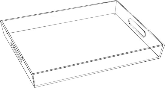 Duidelijke Acryl Tray met Handvatten, Krasbestendig en Perfect voor Ontbijt, Koffie en Desserts, 30 x 40 cm, Multifunctioneel en Stijlvol Accessoire van Merkloos