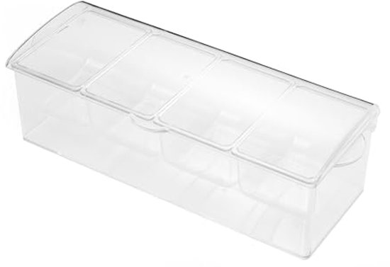 Duidelijke Bar Garnish Caddy en Kruiderij Dienblad met Ijskamer voor Verse Ingrediënten