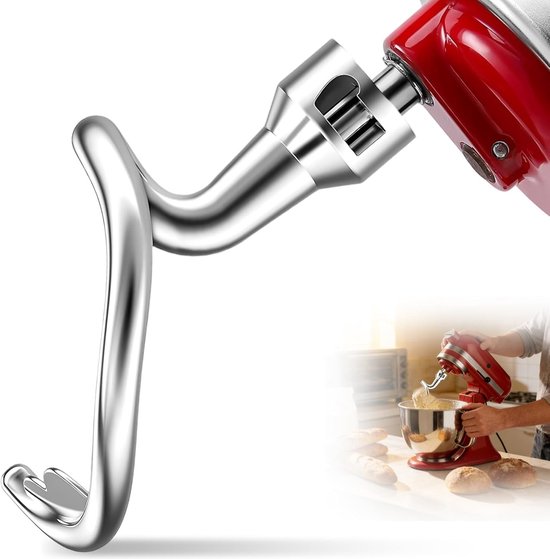 Duurzame roestvrijstalen haak voor deeg, accessoires voor spiraalkneedmachine, vervangingsonderdeel voor staande mixers, eenvoudig te reinigen en vaatwasserbestendig, geschikt voor 4,5/5 kamers
