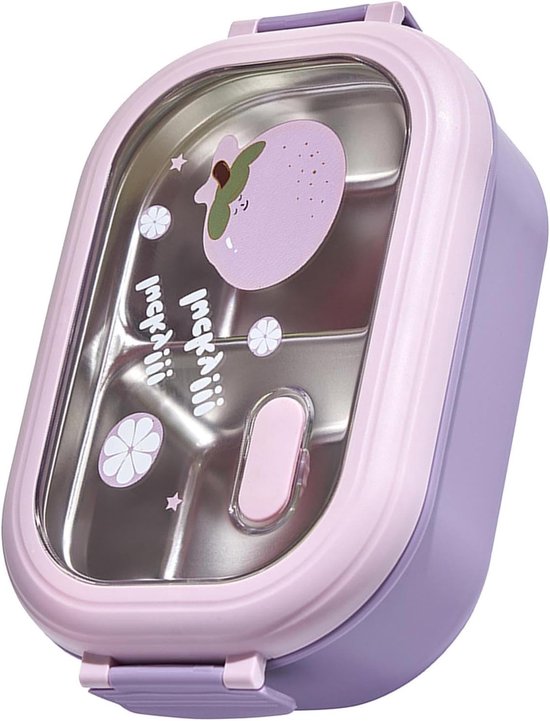 Duurzame RVS Thermos Lunchbox met 2 Compartimenten en Deksel voor School en Kantoor, Lekvrij en Ideaal voor Maaltijden van Merkloos