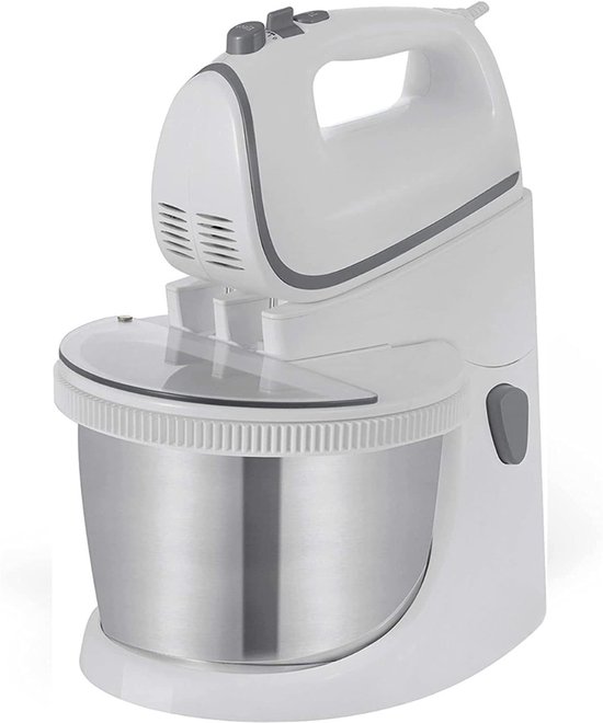 DYNA® Mixer met Mengkom - Keukenmachine - Keukenrobot - Inclusief Accessoires - Antraciet - Wit/Zilver - 25cm x 25cm x 32cm van Merkloos