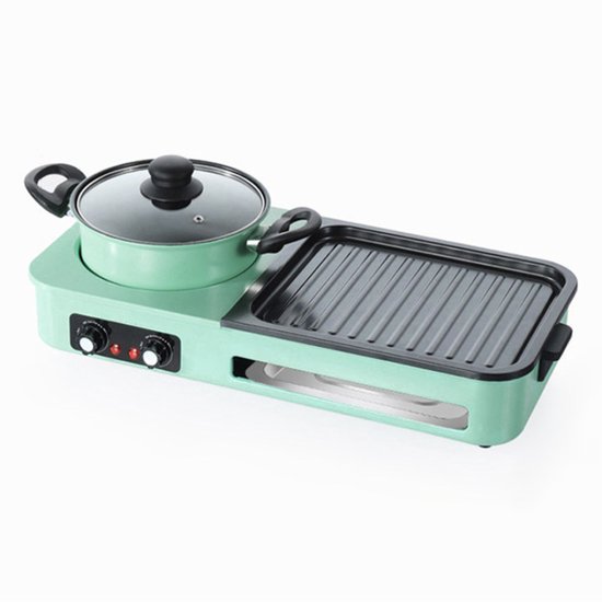 EAFC 3 in 1 Dual Aziatische Shabu HotPot - Hot pot - Funcooking - Grill - Gourmetten - Fondue - 2 tot 3 personen - 2000W - Anti Aanbak Laag - 20cm Lang