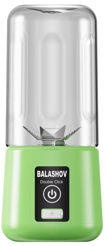EAFC Draagbare Blender - Draadloze Blender - Draadloos - Blenders - Blender To Go - 6 Mesjes - Mini Blender - Smoothie Maker - Juicer - Keukenmachine - USB Oplaadbaar - 450 ml - groen