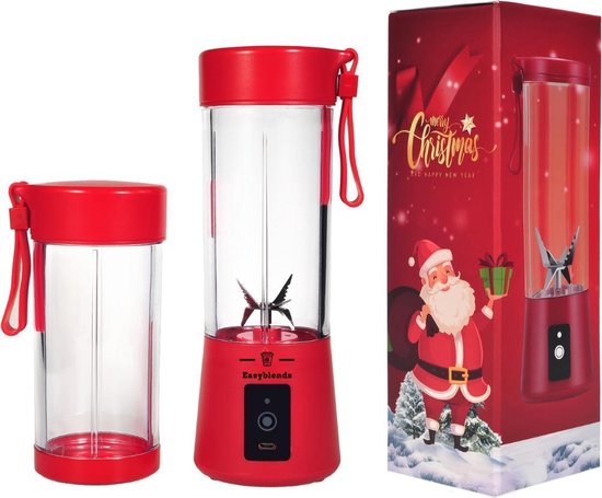 Easyblender- Blender- Easyblends Pro- Extra cup- Rood- Draagbaar- Kersteditie- Kerstcadeau van Merkloos