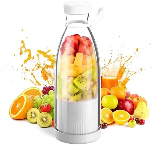 Een fles van 380 ml voor vers sap, een USB-blender en een draagbare blender/smoothiemaker. van Merkloos