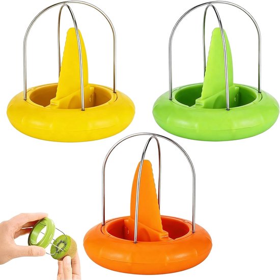 Efficiënte Kiwi Schiller en Snijder Set - 3 Delen voor het Makkelijk Schillen en Snijden van Kiwi's, Fruit Snijgereedschap voor de Keuken van Merkloos