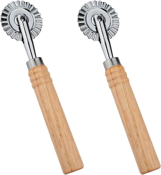 EGoods - Ravioli Snijder Wiel Pasta Crimper Met Lange Houten Handvat voor Keukengebruik van EGoods