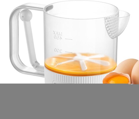 Eieren Mixer Beker - Klopper Schuimer - Keuken Bakken - Semi-Automatisch - 18.5 cm - Wit