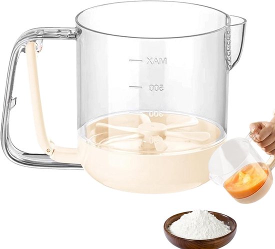 Eierklopbeker - Handmixer - Snel Mixen - Handmatig Aangedreven - 16x12x11 cm - Beige