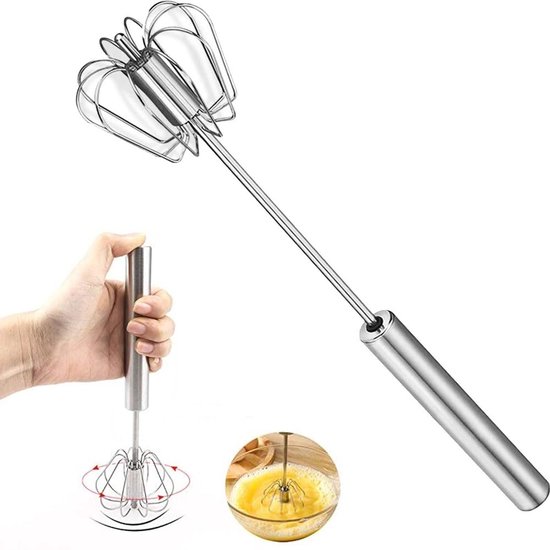 Eierklopper – Halfautomatische handmixer van roestvrij staal van Merkloos
