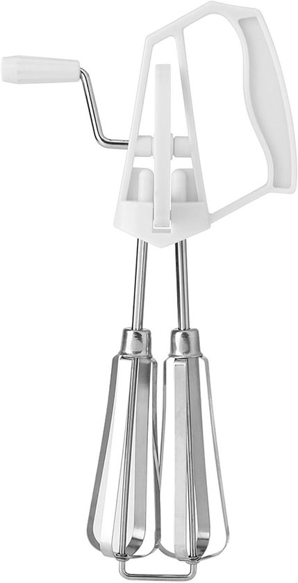 Eierklopper Handmatig - Keukenmixer Klopset - Beslag Maken - Automatische Rotatie - 26 x 12 cm - Wit