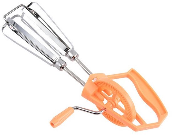 Eierklopper, handmixer, roestvrijstalen handgarde, eierklopper, handaangedreven keukengereedschap (oranje) van Merkloos