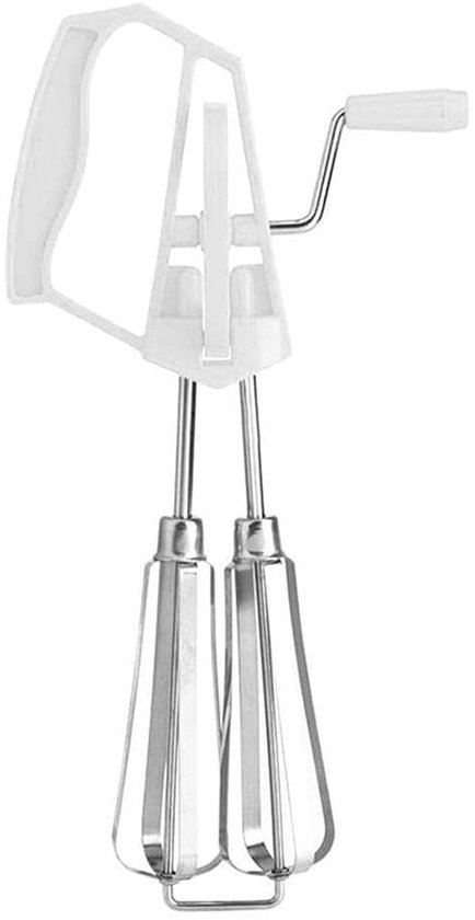 Eierklopper, handmixer, roestvrijstalen handgarde, eierklopper, handaangedreven keukengereedschap (wit) van Merkloos