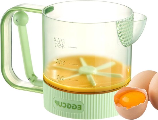 Eierklopper met Beker - Semi-automatische Mixer - Bakken en Koken - Ergonomische Handgreep - 18.5cm Hoog - Groen