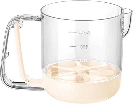 Eierklopper Mixer - Keukengereedschap Beslagmaker - Snel Ingrediënten Mengen - Handgeperst Systeem - 16.2 cm - Beige