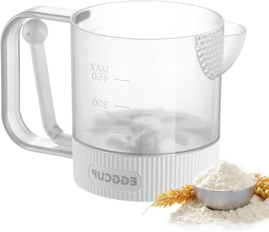 Eiermengbeker - Eierklopper Blender - Beslag Maken - Halfautomatisch Persen - 18.5x10.6x11.5cm - Wit