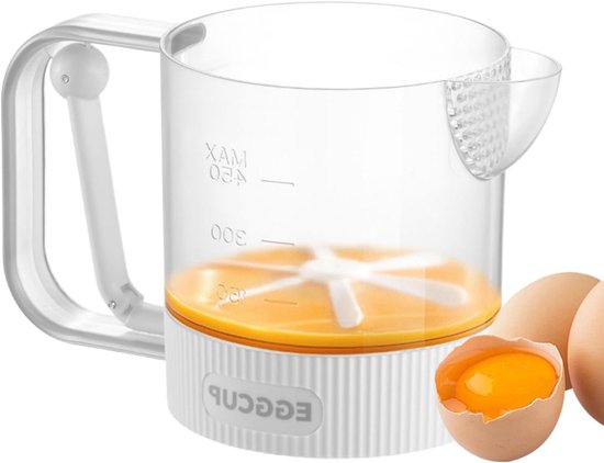 Eiermengbeker - Eierklopper Blender - Beslag Maken - Semi-automatische Pers - 12 x 11 x 12 cm - Wit