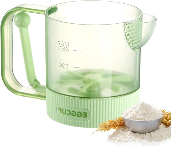 Eiermengbeker - Halfautomaat Mixer - Bakken en Koken - Polsvriendelijk Handvat - 18.5 x 10.6 cm - Groen