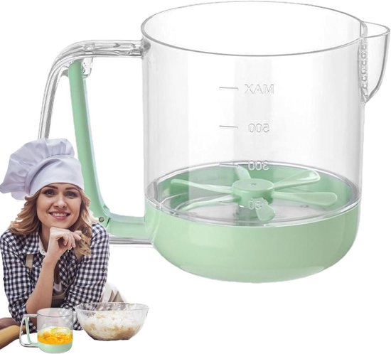 Eiermengbeker - Keukenmixer Beslagkom - Bakken en Koken - Handgeperst Mengsysteem - 12 x 13 x 12 cm - Groen