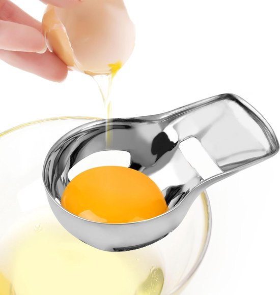 Eierscheider van RVS voor het Scheiden van Eidooiers en EiWit, Keukenaccessoire voor Bakken en Koken (Zilver) van Merkloos