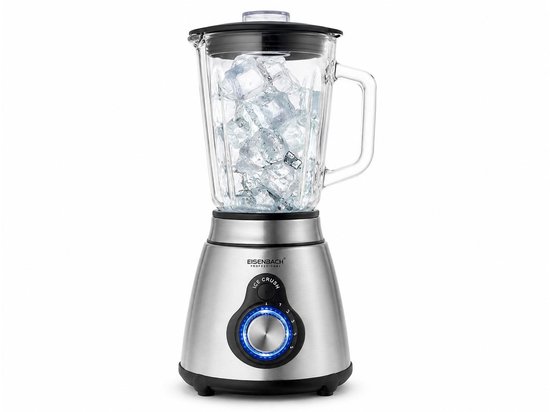 Eisenbach Professionele Blender SW-1380-800W- 1,5L Glazen Kan- Ice Crush- 5 snelheden + Pulse - Inclusief Grinder