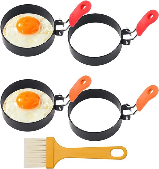 Eivormpjes voor het perfect bakken van eieren en pannenkoeken - Set van 4 duurzame siliconen vormen