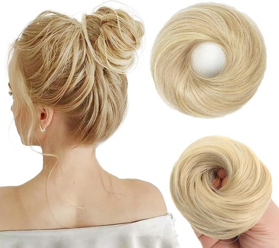Elastische Haarstuk voor Vrouwen, Donut Bun Accessoire met Scrunchies, Synthetisch Haar voor een Volumineuze Look