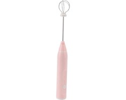 Electric Mini Hand Blender, Wireless Electric Egg Beater with USB Rechargeable and 2 Egg Beaters for Latte, Cappuccino, Hot Chocolate, Egg (Pink)