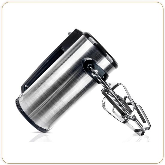 Elegance stainless steel 400 electric hand mixer - whisk, kneading hooks - 400 W - best for home baking van Bestron