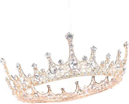 Elegante Barokke Tiara voor Vrouwen - Kristallen Kroon voor Bruiloften en Parades, Luxe Accessoire voor Feestelijke Gelegenheden