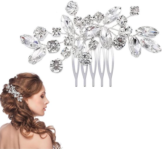 Elegante Bruidsbloem Haaraccessoire met Parels en Kristallen Bladeren voor Vrouwen en Meisjes van Merkloos