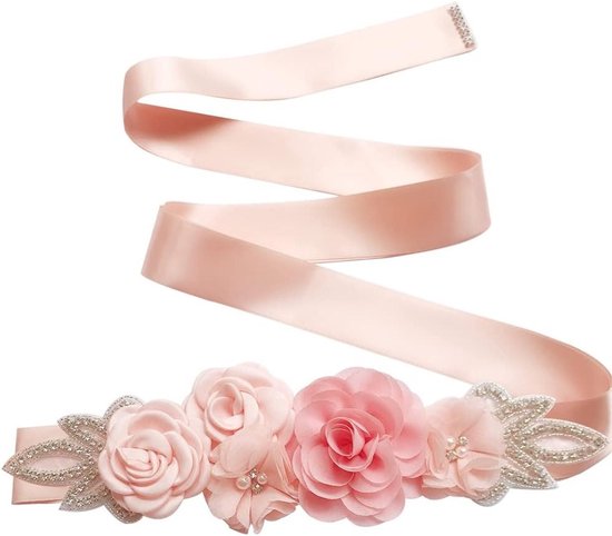 Elegante Bruidsriem met Strass en Bloemmotief voor Bruidsjurken en Bruidsmeisjes - Perfecte Accessoire voor Trouwerijen en Feestjes