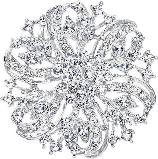 Elegante Kristallen Bloem Broche met Strass voor Bruiloft - Sierlijke Corsage Pin voor Vrouwen, Modeaccessoire en Cadeau voor Bruiden en Meisjes van Merkloos