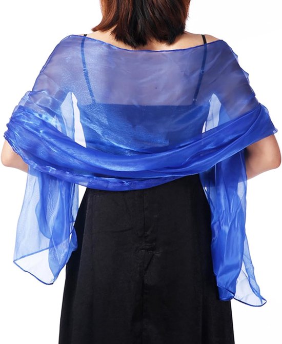 Elegante Lange Chiffon Sjaal voor Dames - Ideaal voor Zomer, Avondfeesten en Dagelijks Gebruik (Marineblauw) van Merkloos
