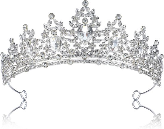 Elegante Tiara voor Vrouwen met Zilveren Strass, Perfect voor Bruiloften, Feestjes en Verkleedpartijen van Merkloos