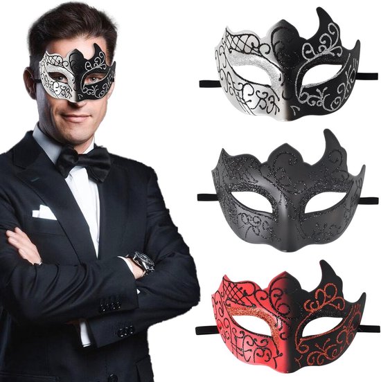Elegante Venetiaanse Masker voor Carnaval en Halloween met Veer - Perfect voor Cosplay en Feestkostuums van Merkloos
