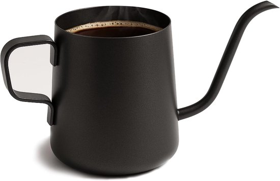 Elegante Zwarte RVS Koffiepot met Lange Ganshals, Perfect voor Precisie Gieten, 250ml en 500ml Opties van Merkloos